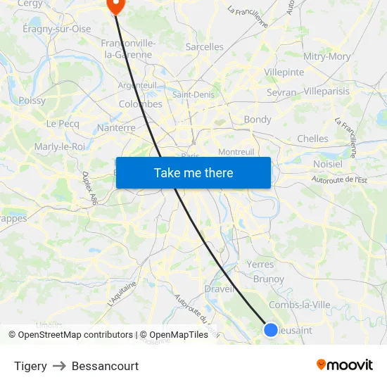 Tigery to Bessancourt map