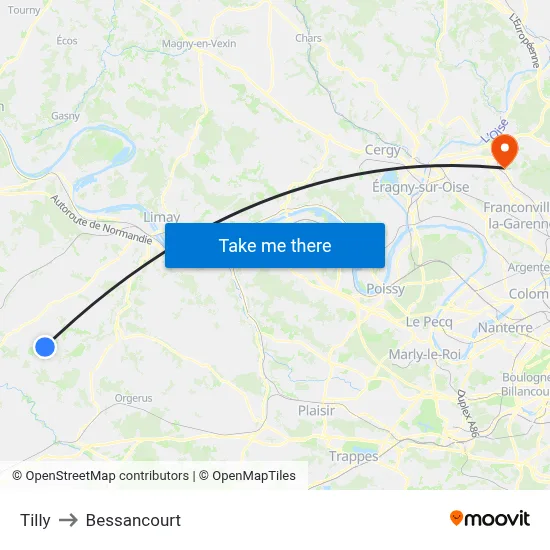 Tilly to Bessancourt map