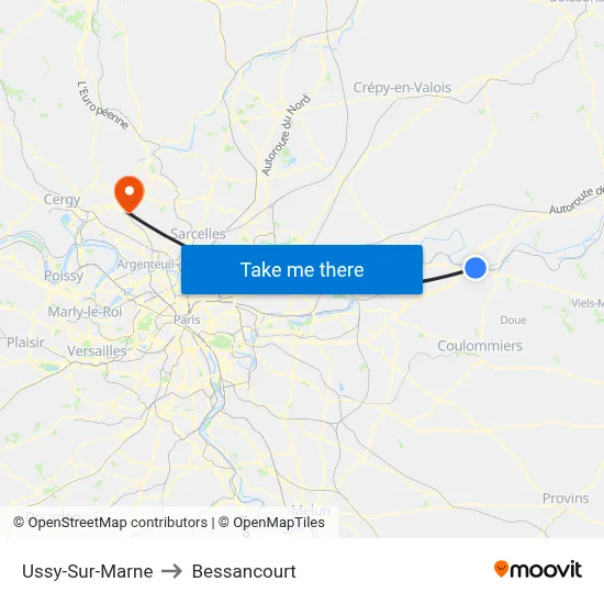 Ussy-Sur-Marne to Bessancourt map
