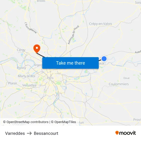 Varreddes to Bessancourt map