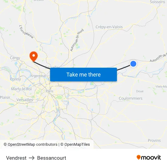 Vendrest to Bessancourt map