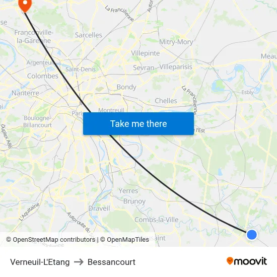 Verneuil-L'Etang to Bessancourt map