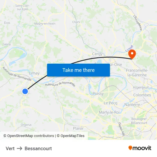 Vert to Bessancourt map