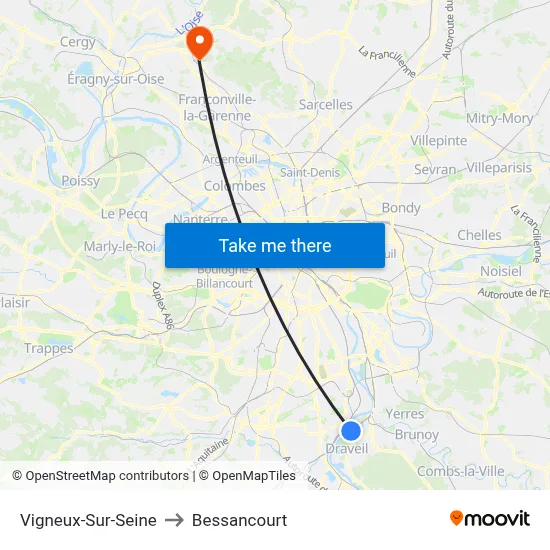 Vigneux-Sur-Seine to Bessancourt map
