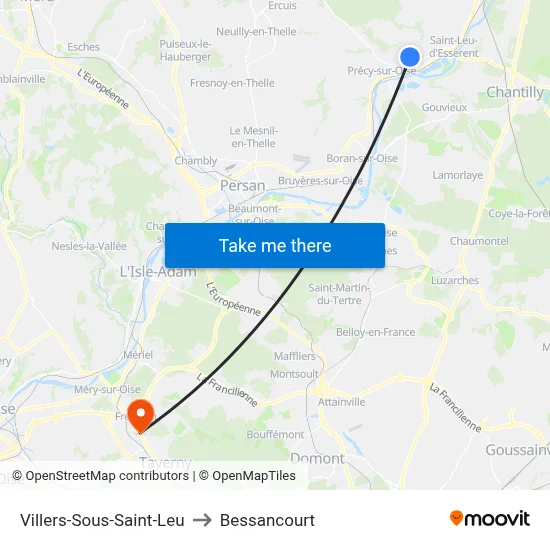 Villers-Sous-Saint-Leu to Bessancourt map
