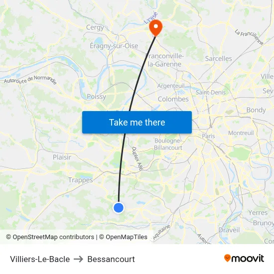 Villiers-Le-Bacle to Bessancourt map