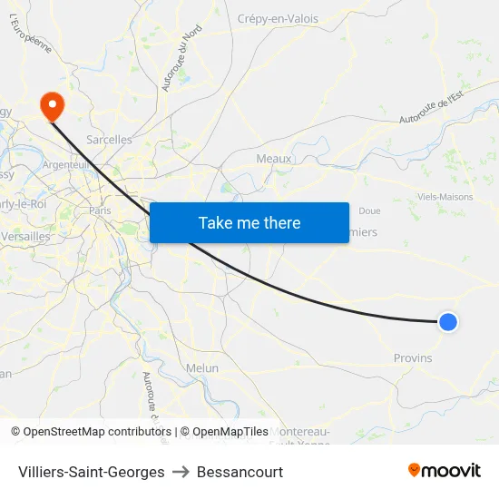 Villiers-Saint-Georges to Bessancourt map