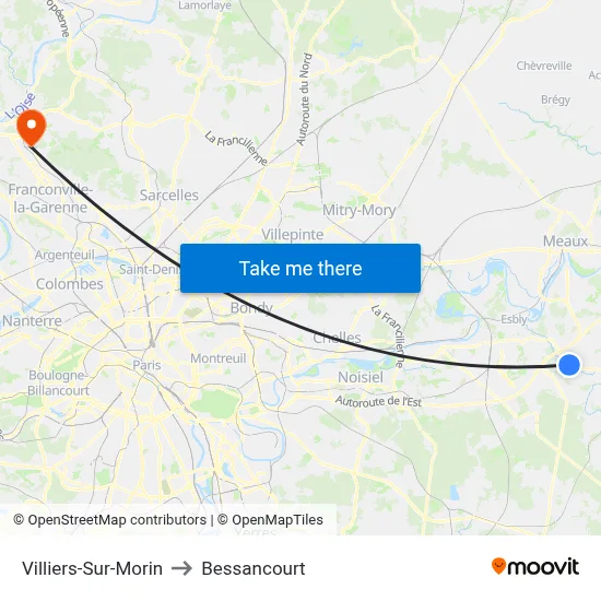 Villiers-Sur-Morin to Bessancourt map