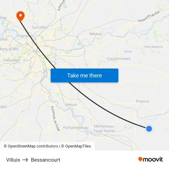 Villuis to Bessancourt map