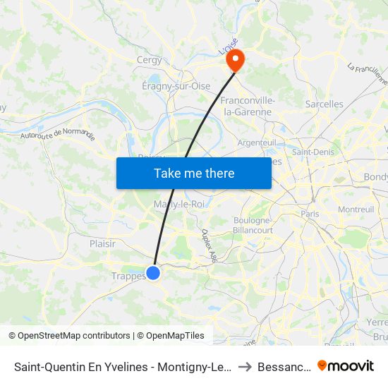 Saint-Quentin En Yvelines - Montigny-Le-Bretonneux to Bessancourt map