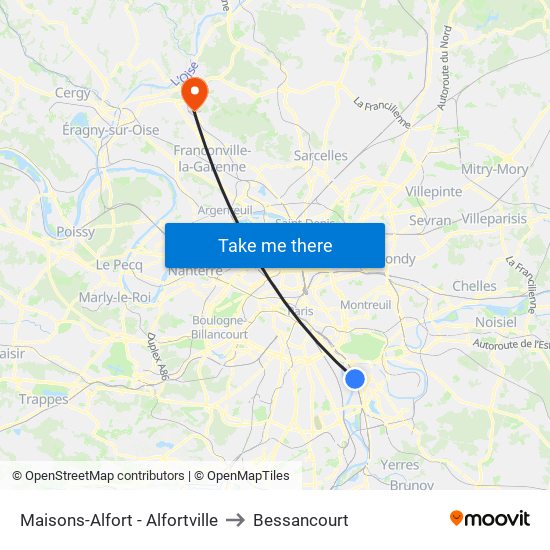 Maisons-Alfort - Alfortville to Bessancourt map