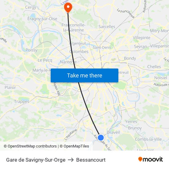 Gare de Savigny-Sur-Orge to Bessancourt map