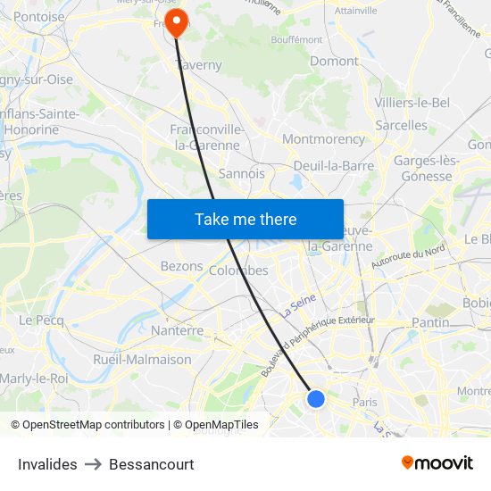 Invalides to Bessancourt map