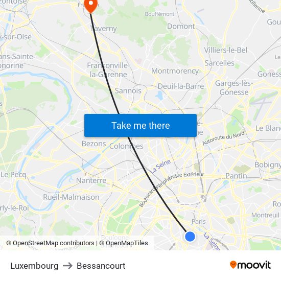Luxembourg to Bessancourt map