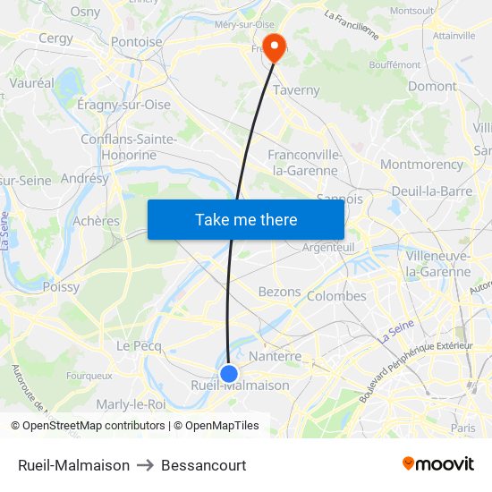Rueil-Malmaison to Bessancourt map