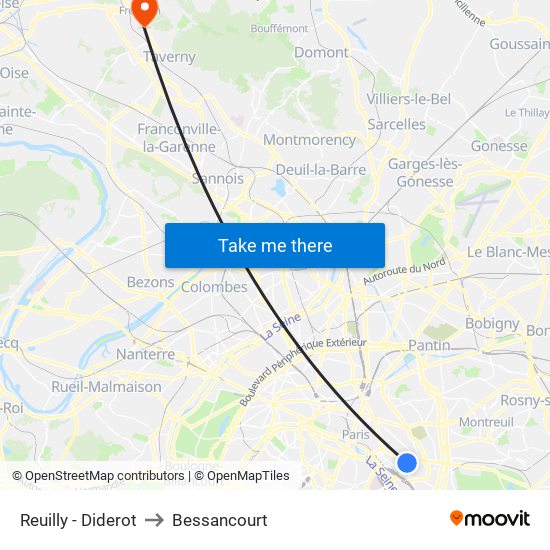 Reuilly - Diderot to Bessancourt map