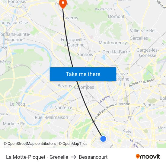 La Motte-Picquet - Grenelle to Bessancourt map