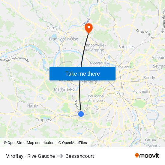 Viroflay - Rive Gauche to Bessancourt map