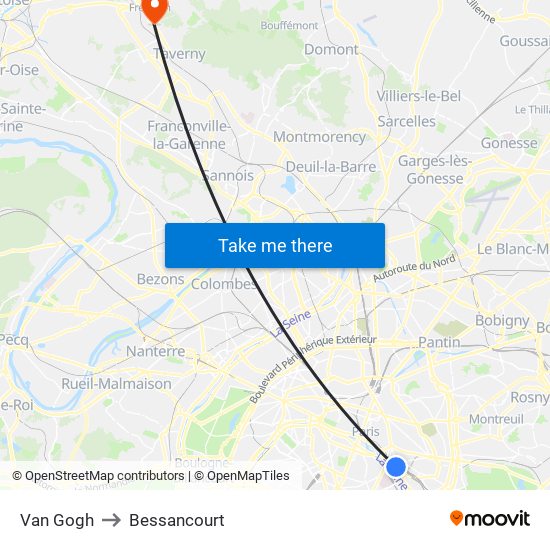 Van Gogh to Bessancourt map