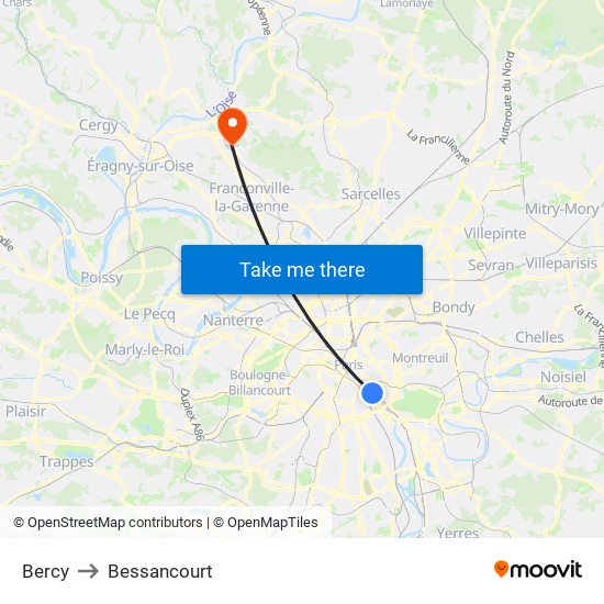 Bercy to Bessancourt map
