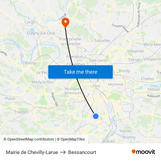 Mairie de Chevilly-Larue to Bessancourt map