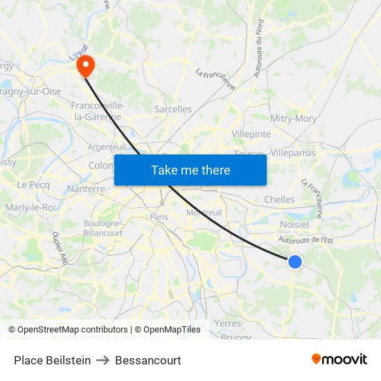 Place Beilstein to Bessancourt map