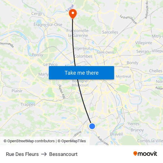 Rue Des Fleurs to Bessancourt map
