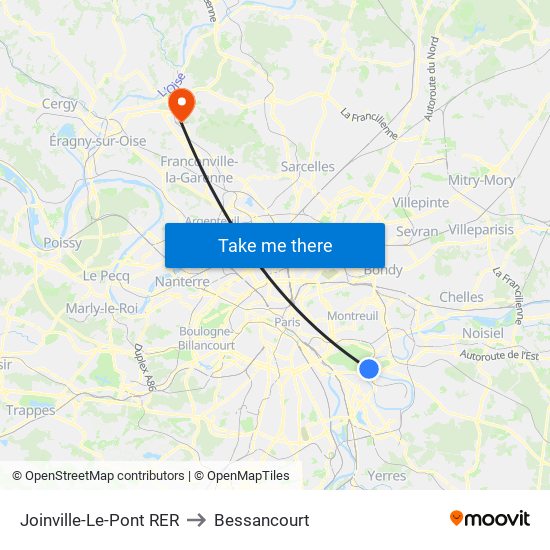 Joinville-Le-Pont RER to Bessancourt map