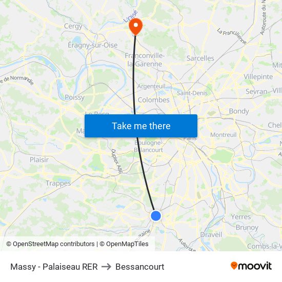 Massy - Palaiseau RER to Bessancourt map