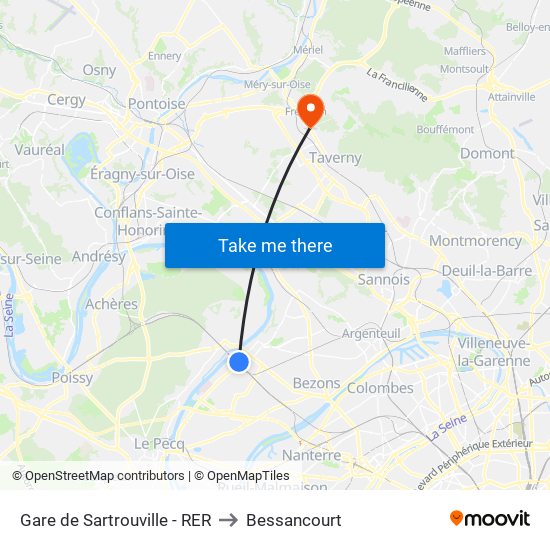 Gare de Sartrouville - RER to Bessancourt map