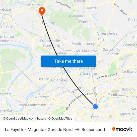 La Fayette - Magenta - Gare du Nord to Bessancourt map