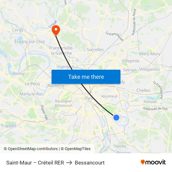 Saint-Maur – Créteil RER to Bessancourt map