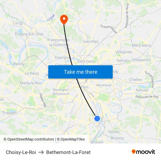 Choisy-Le-Roi to Bethemont-La-Foret map