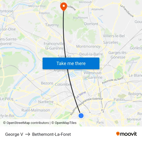 George V to Bethemont-La-Foret map