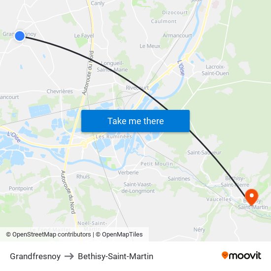 Grandfresnoy to Bethisy-Saint-Martin map