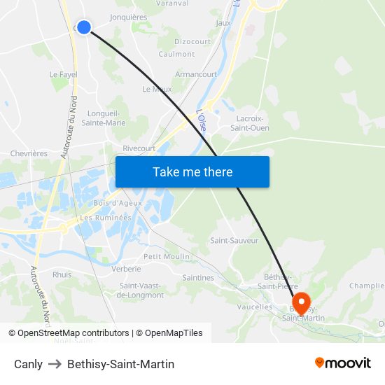 Canly to Bethisy-Saint-Martin map