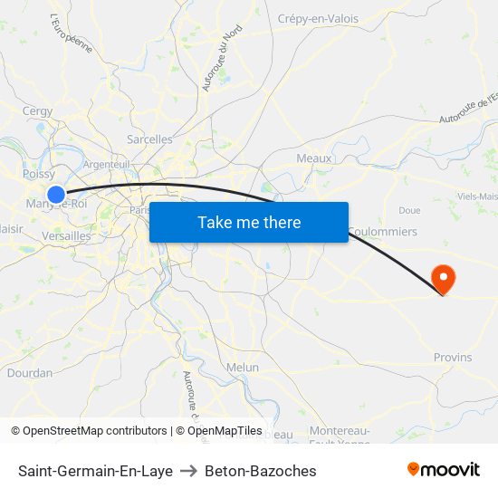 Saint-Germain-En-Laye to Beton-Bazoches map