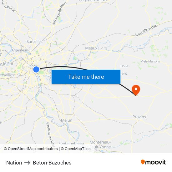 Nation to Beton-Bazoches map