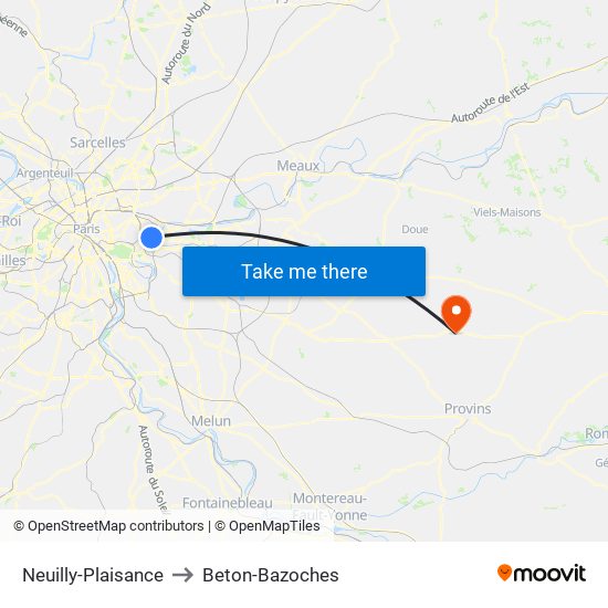 Neuilly-Plaisance to Beton-Bazoches map