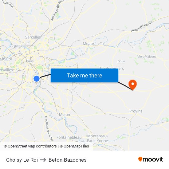 Choisy-Le-Roi to Beton-Bazoches map