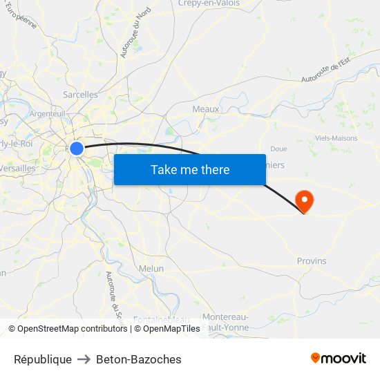 République to Beton-Bazoches map