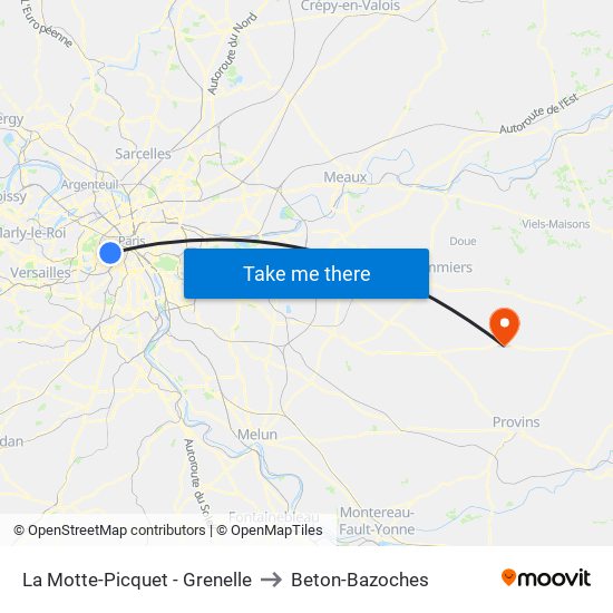 La Motte-Picquet - Grenelle to Beton-Bazoches map