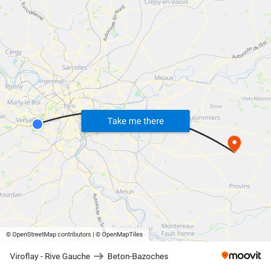Viroflay - Rive Gauche to Beton-Bazoches map