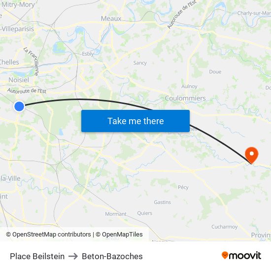 Place Beilstein to Beton-Bazoches map