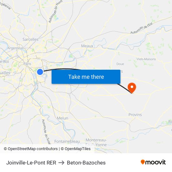 Joinville-Le-Pont RER to Beton-Bazoches map