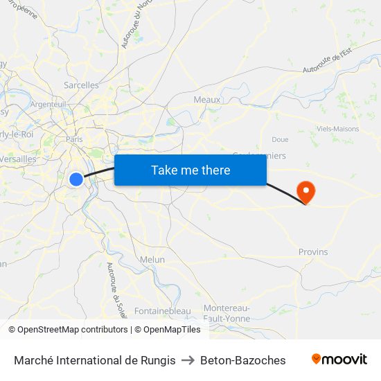 Marché International de Rungis to Beton-Bazoches map