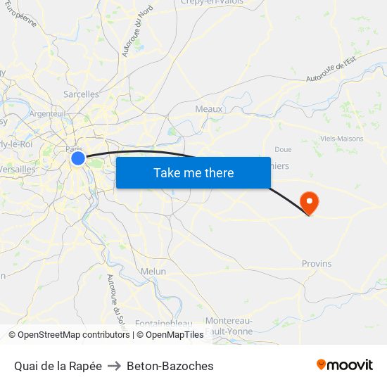 Quai de la Rapée to Beton-Bazoches map