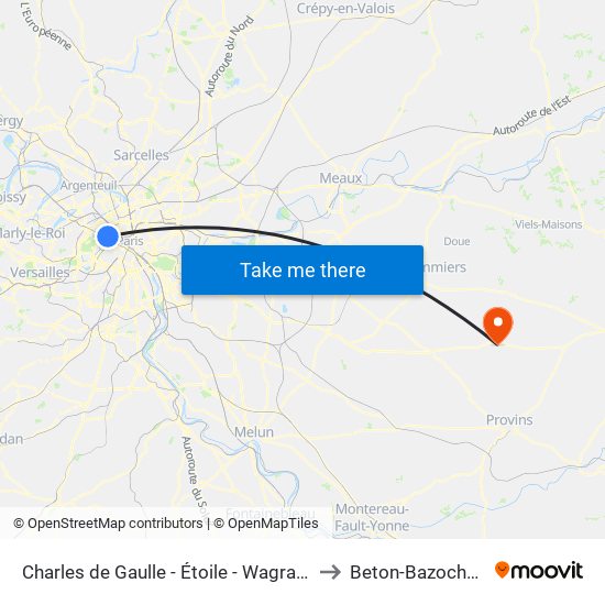 Charles de Gaulle - Étoile - Wagram to Beton-Bazoches map