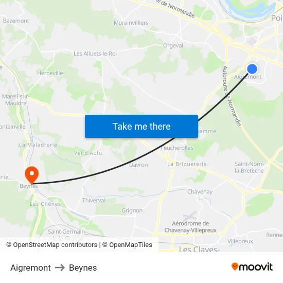 Aigremont to Beynes map