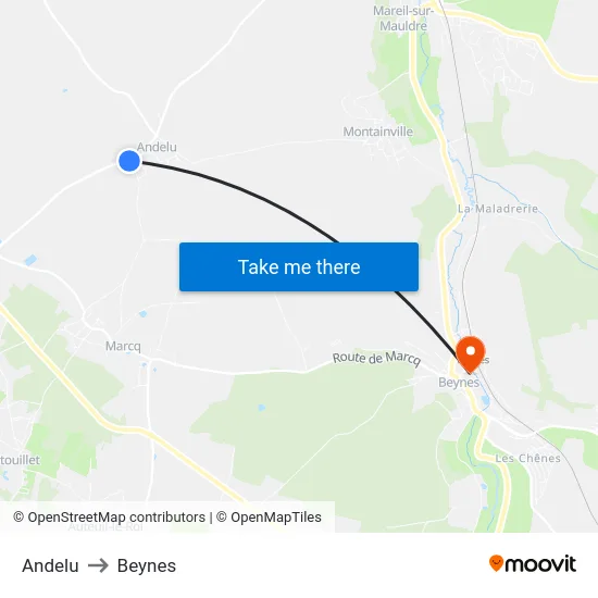 Andelu to Beynes map